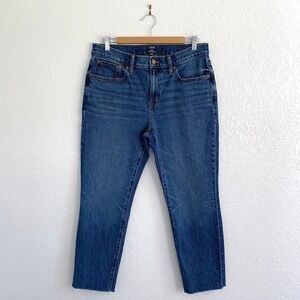 J. Crew Factory Slim Boyfriend Jeans Raw Hem Crop High Rise Medium Wash Denim 29